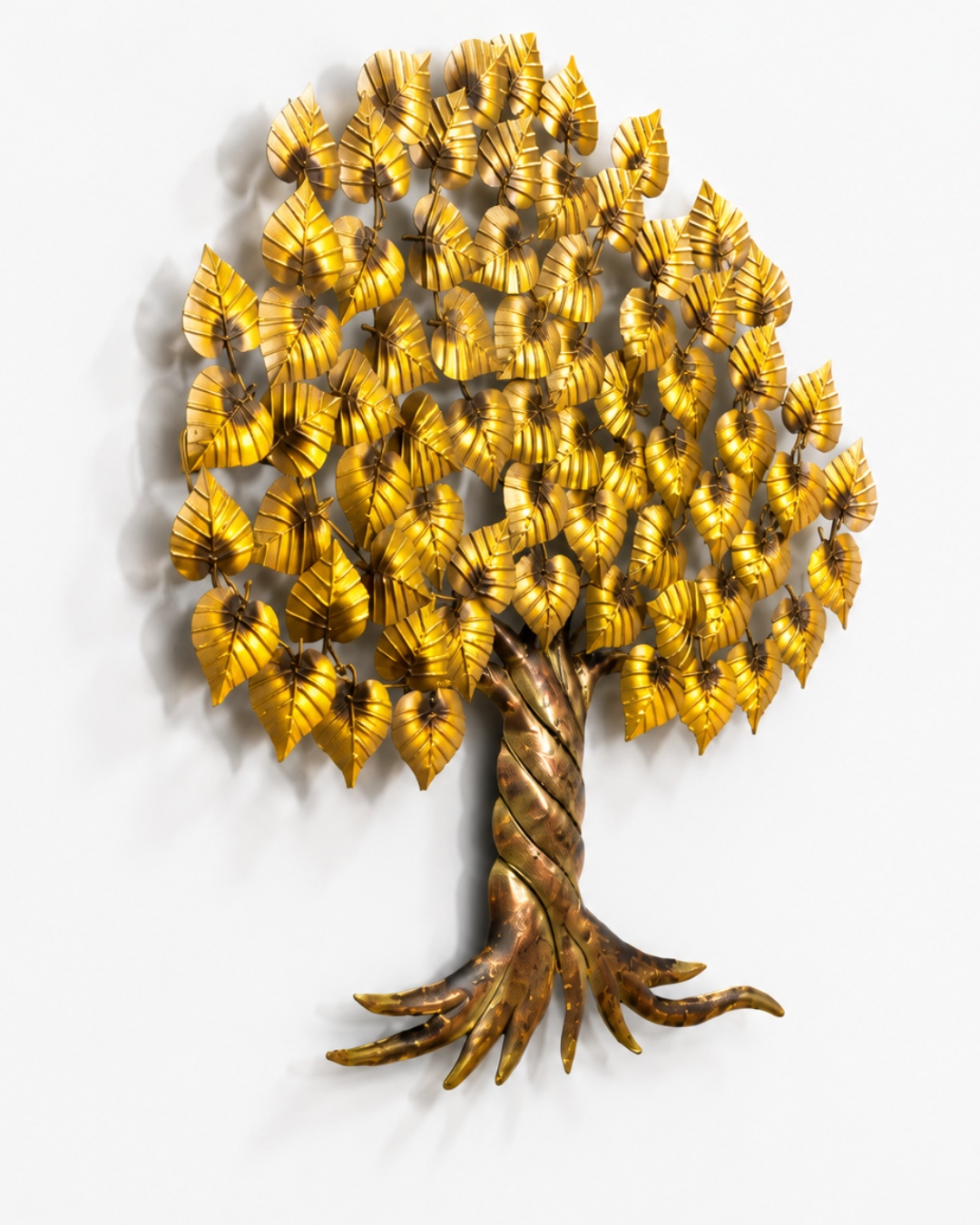 Golden Tree of Life Metal Wall Art - Handcrafted Leafy Tree Wall Sculpture - Image 2