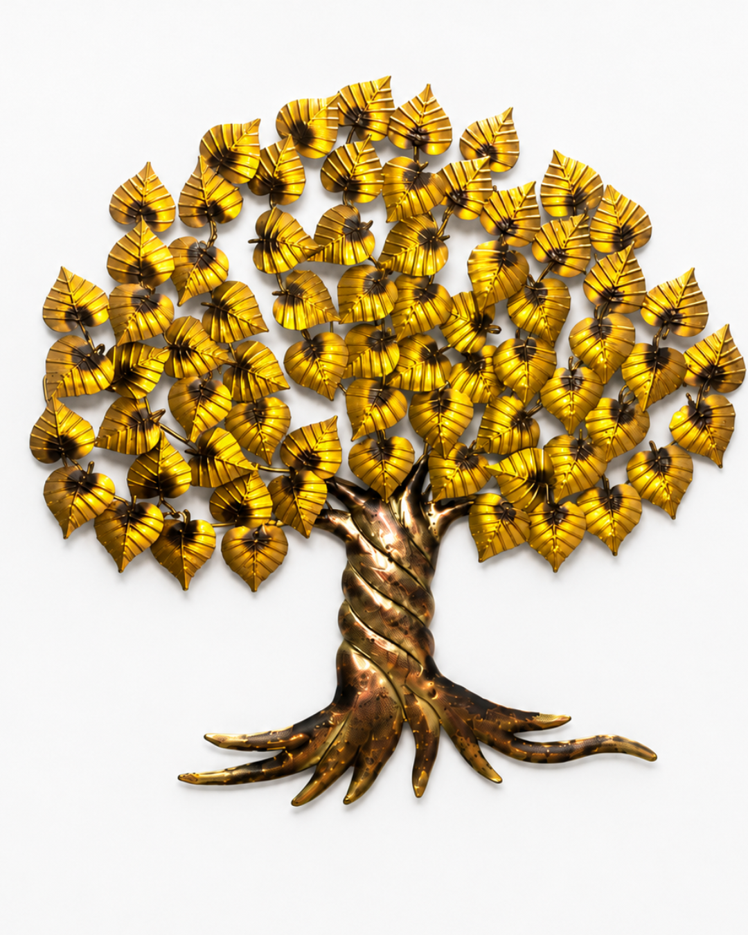 Golden Tree of Life Metal Wall Art - Handcrafted Leafy Tree Wall Sculpture - Image 3
