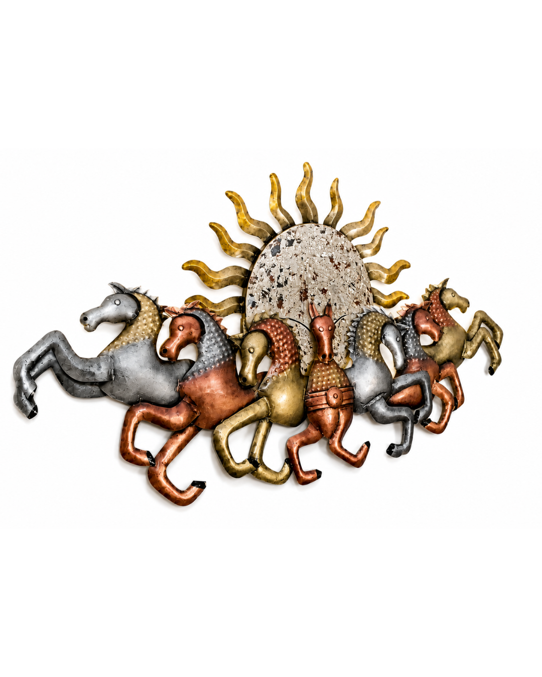 Seven Running Horses LED Wall Art - Sunburst Metal Wall Sculpture - Image 2