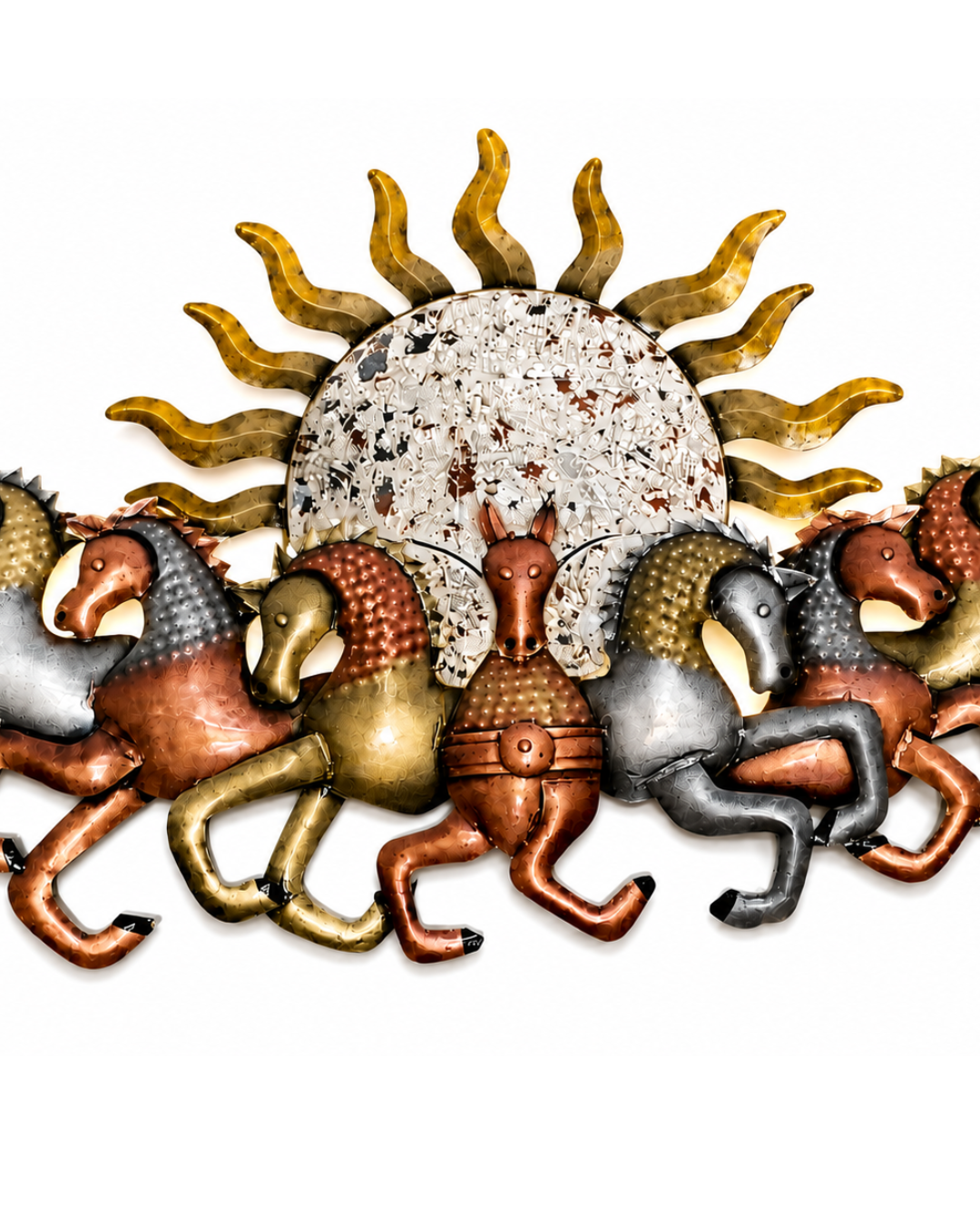 Seven Running Horses LED Wall Art - Sunburst Metal Wall Sculpture - Image 3