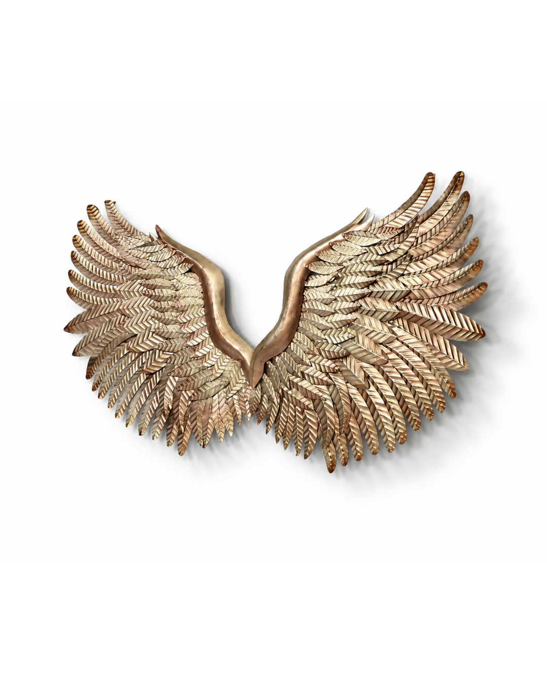 Metal Angel Wings Wall Art | Large Bronze & Gold Feather Wall Sculpture - Image 2