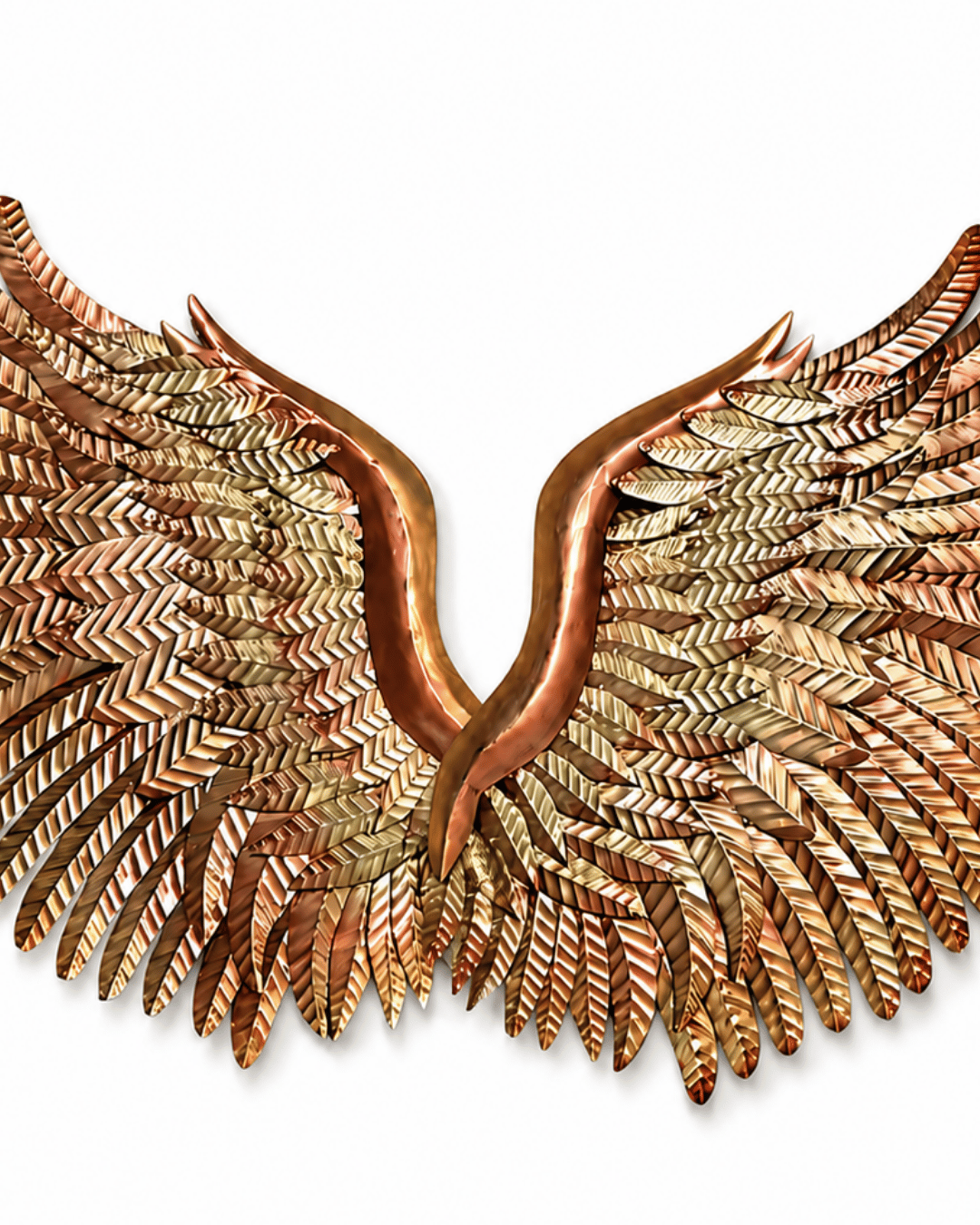 Metal Angel Wings Wall Art | Large Bronze & Gold Feather Wall Sculpture - Image 3