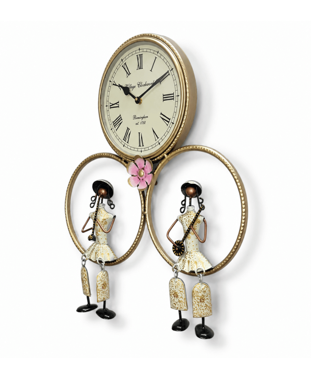 Village Clockworks Musician Doll Wall Clock | Vintage Style Roman Numeral Clock - Image 2