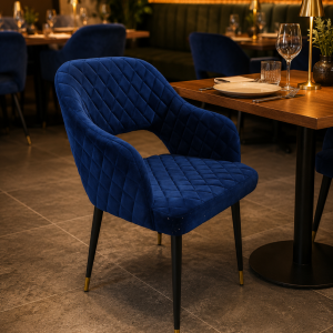 Blue Velvet Quilted Accent Chair