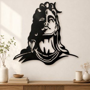 Adiyogi Shiva Silhouette Metal Wall Art | Laser Cut Black Metal Wall Decor