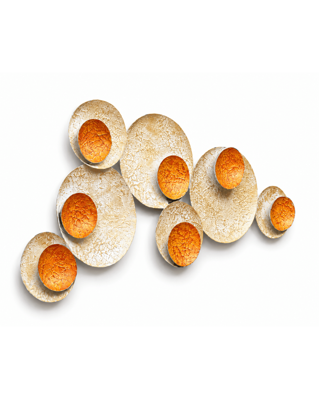 Textured Circle Cluster Metal Wall Lamp | Cream & Orange Sconce Wall Art - Image 2