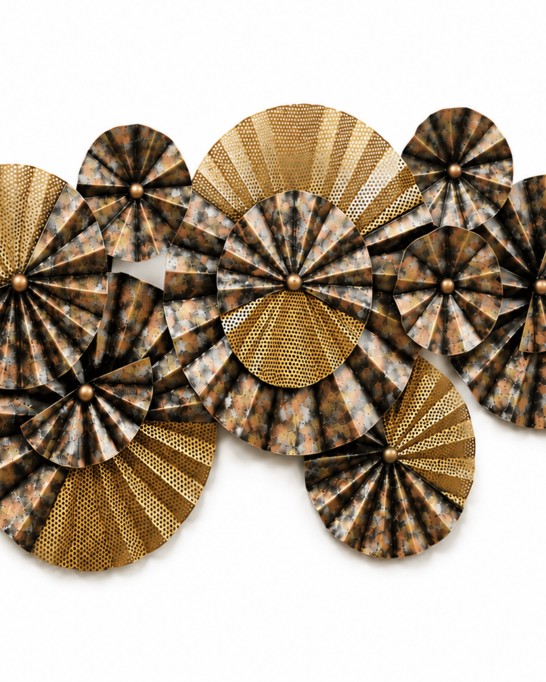 Metal Pinwheel Fan Wall Lamp | Gold & Black Sculptural Wall Sconce Art - Image 3
