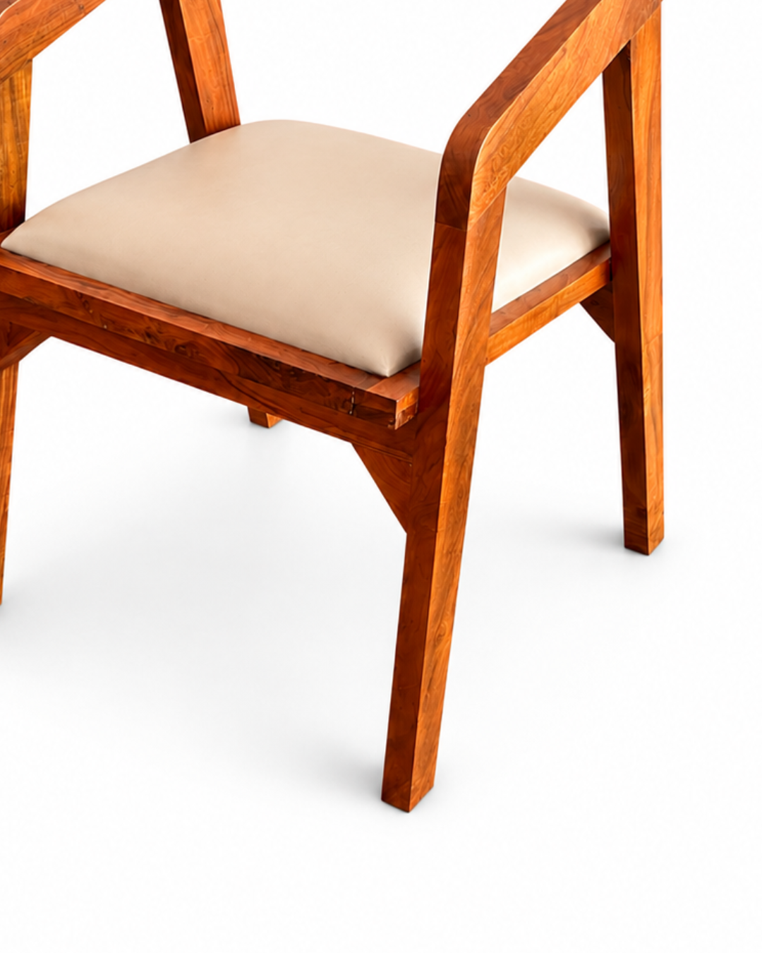 Modern Wooden Armchair with Cream Upholstered Seat - Image 3