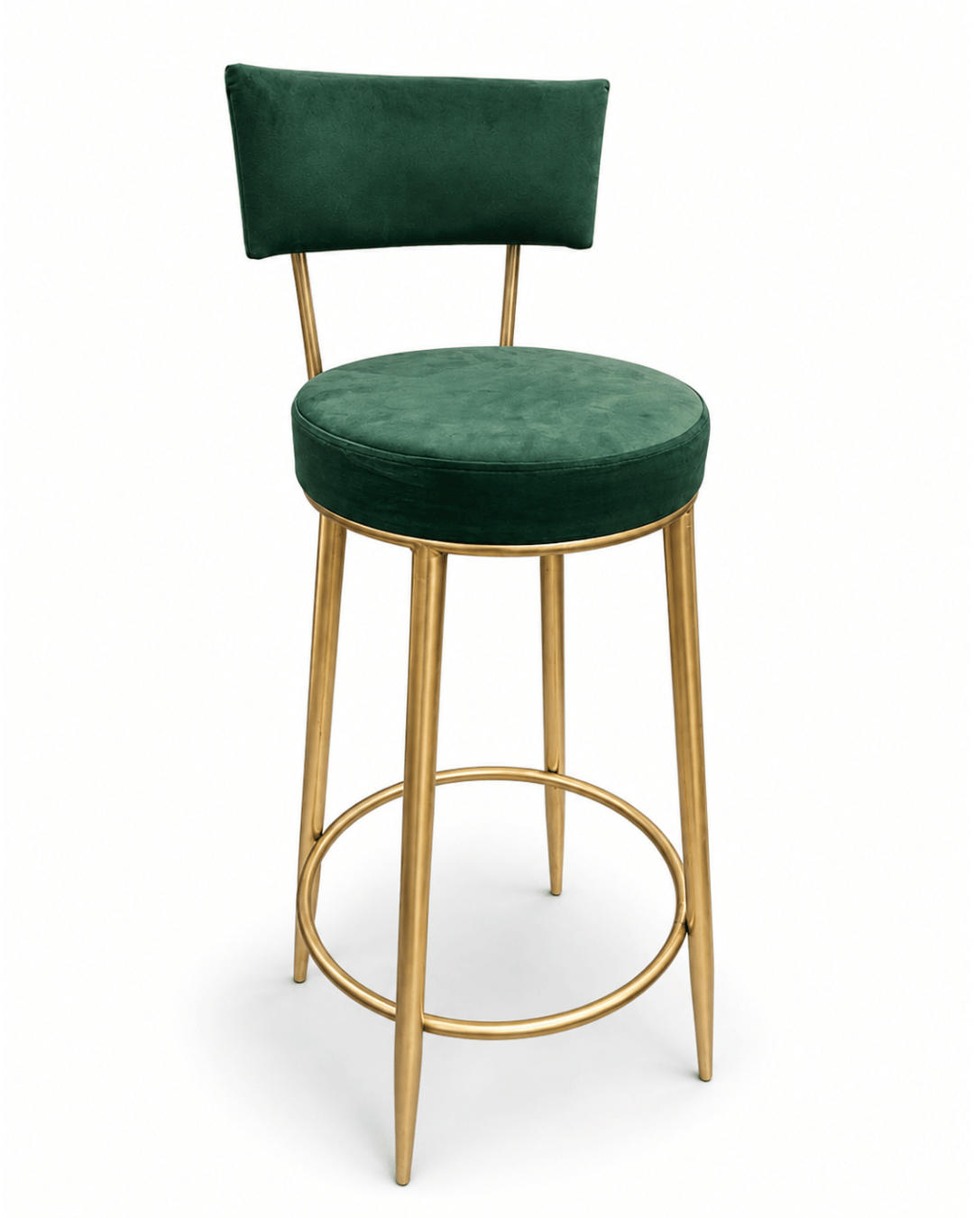 Emerald Green Velvet Bar Stool with Gold Metal Frame - Image 3