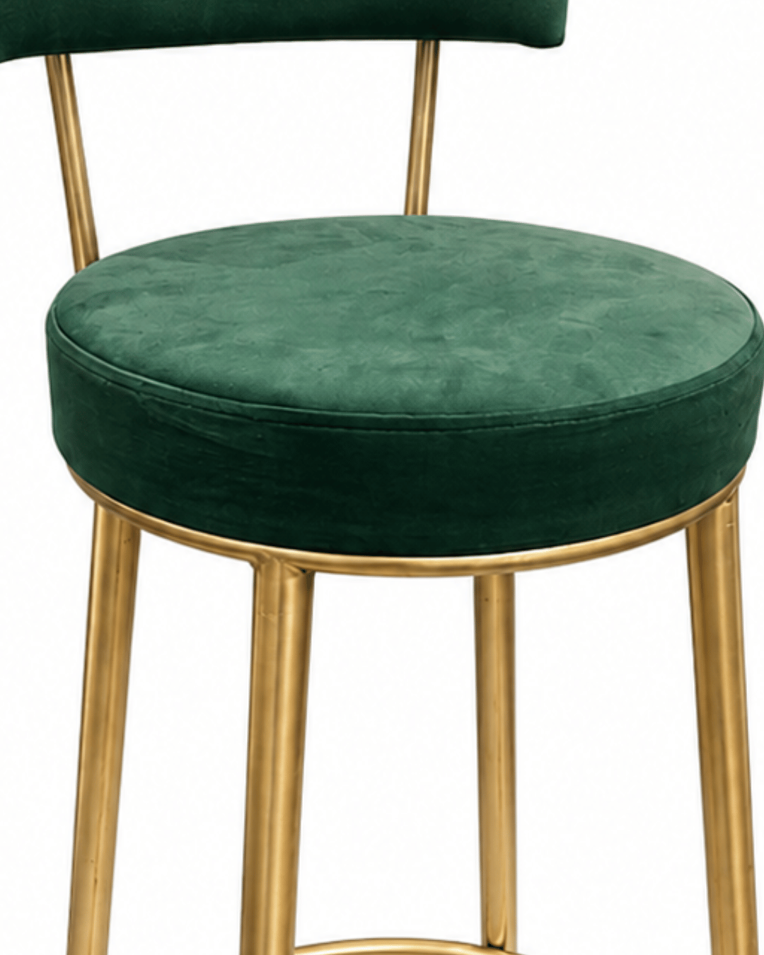 Emerald Green Velvet Bar Stool with Gold Metal Frame - Image 2