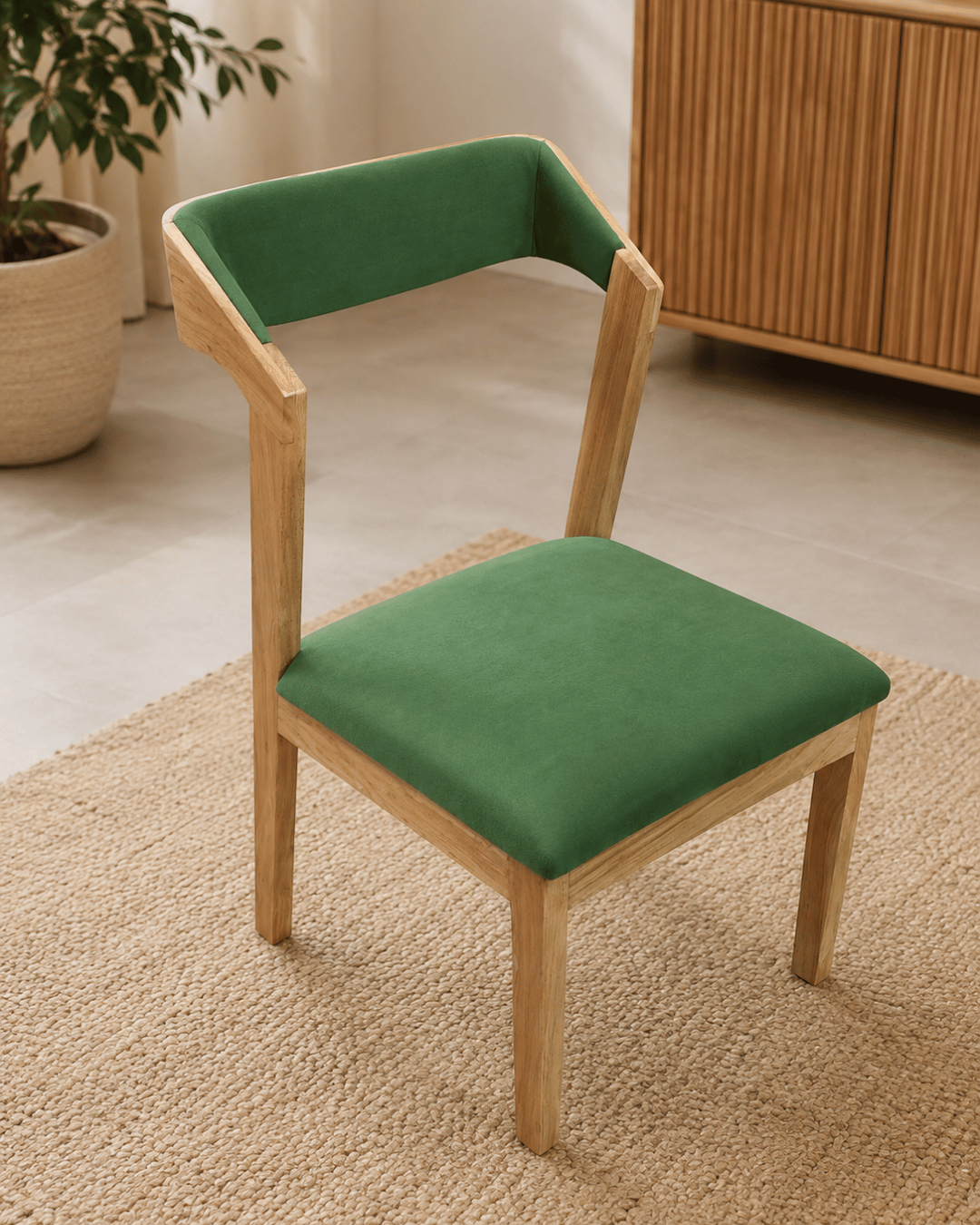 Green Upholstered Wooden Dining Chair
