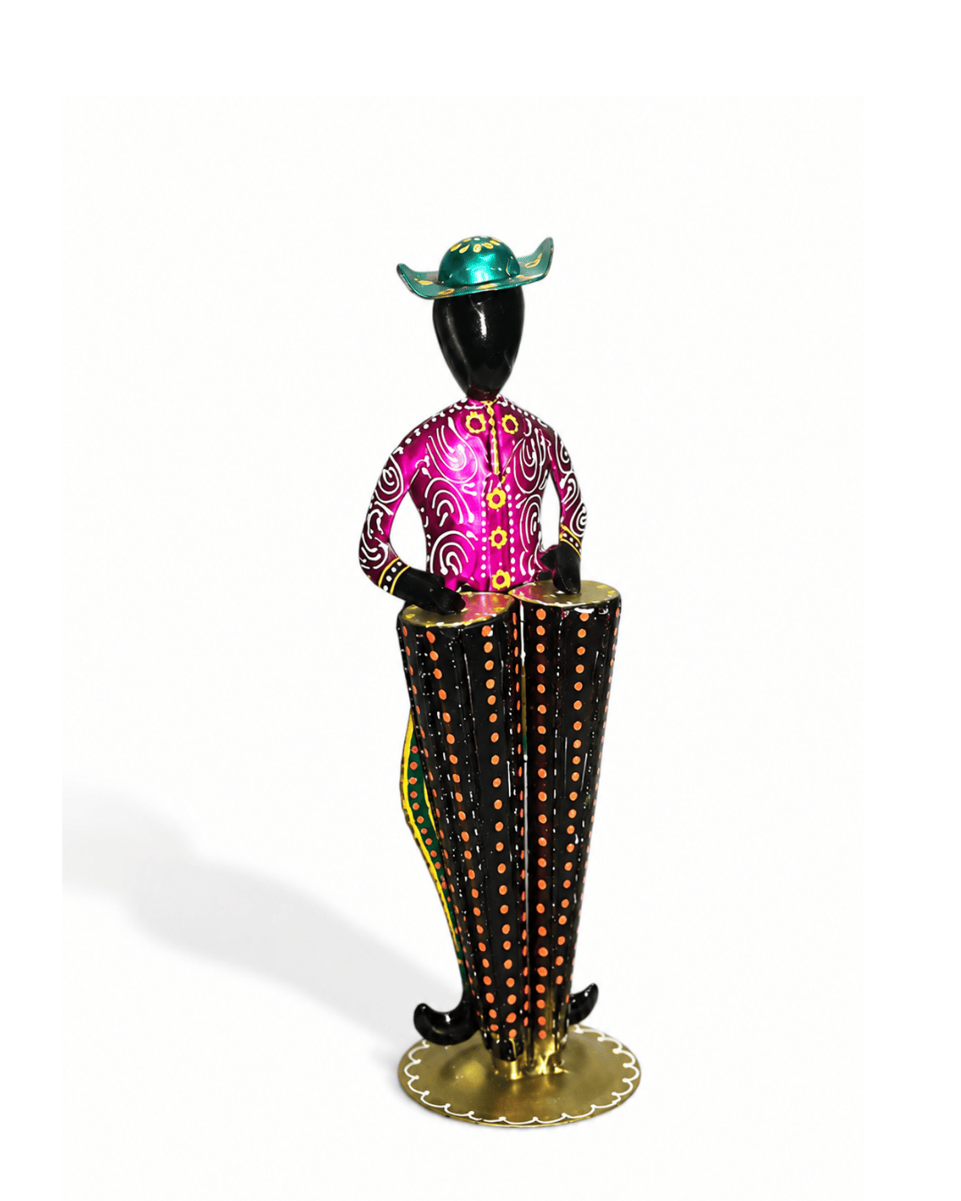 Black & Magenta Cone Dress Figurine | Handpainted Contemporary Table Decor - Image 2