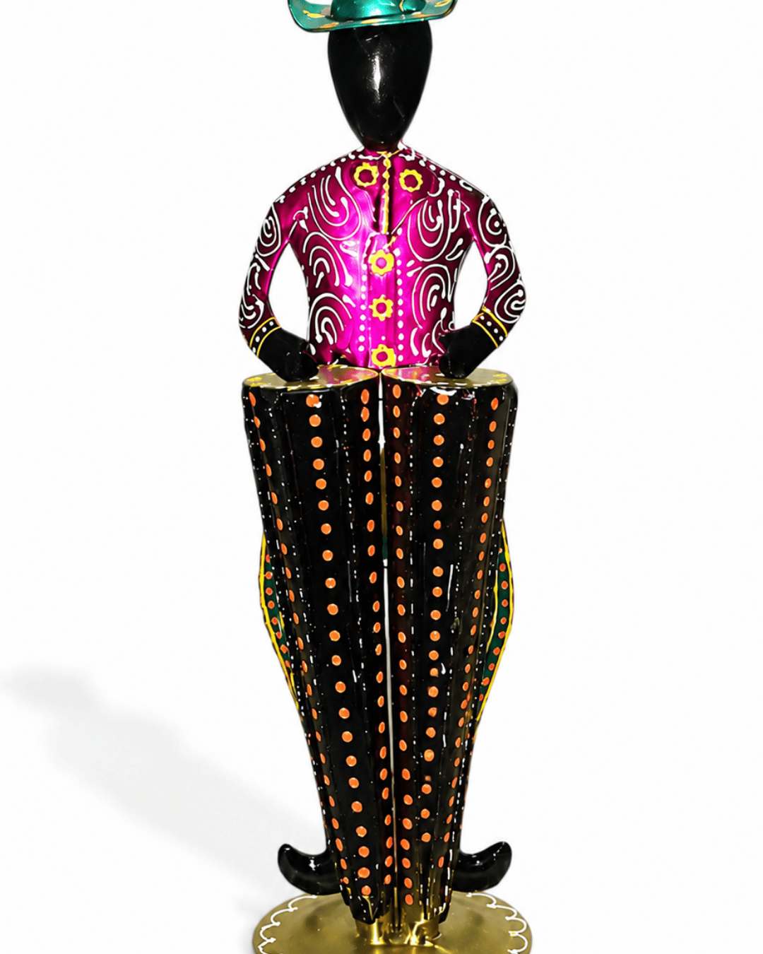 Black & Magenta Cone Dress Figurine | Handpainted Contemporary Table Decor - Image 3