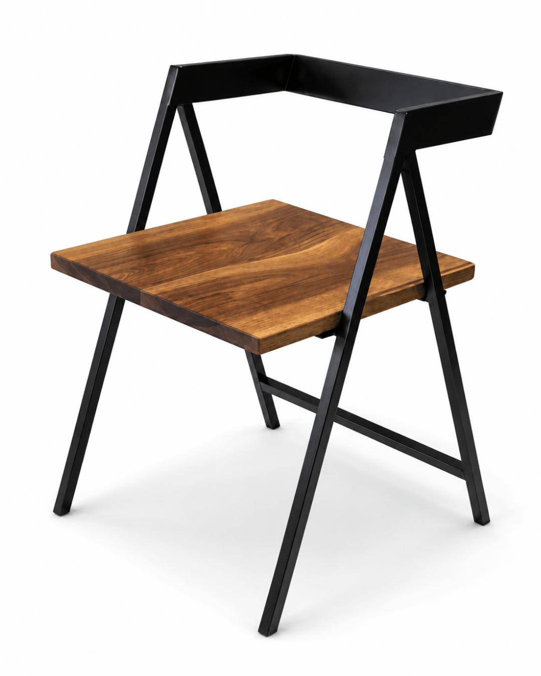 Modern Wooden Dining Chair with Black Metal Frame - Image 3