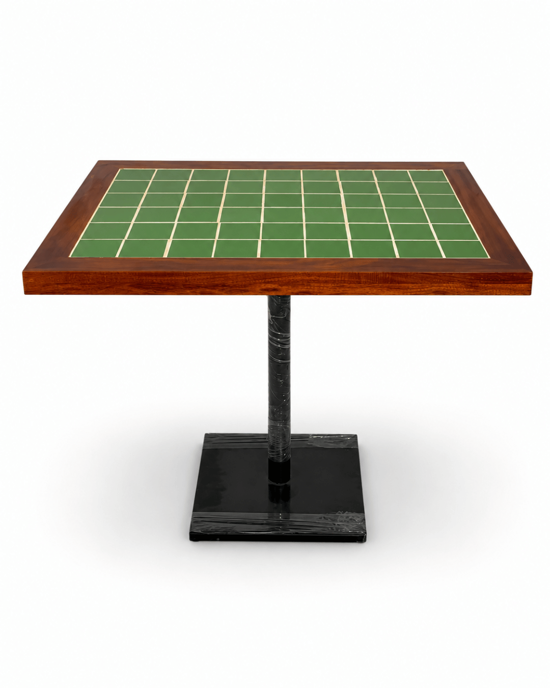 Green Tile Top Café Table with Wooden Frame & Metal Bas - Image 3