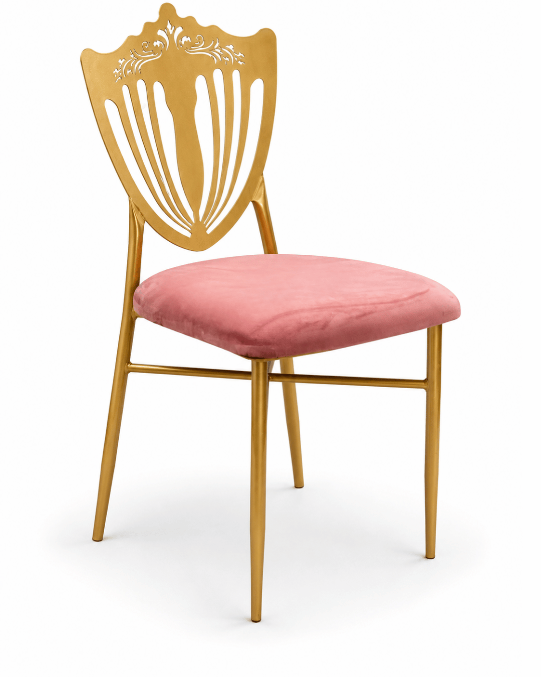 Elegant Gold Decorative Chair with Pink Upholstered Seat - Image 2