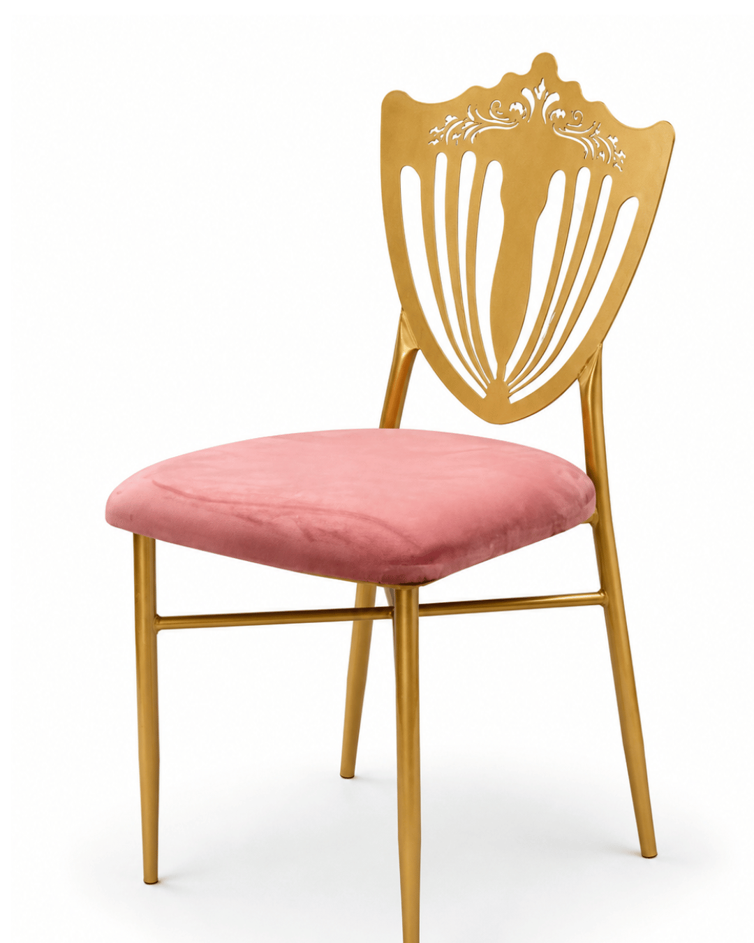 Elegant Gold Decorative Chair with Pink Upholstered Seat - Image 3
