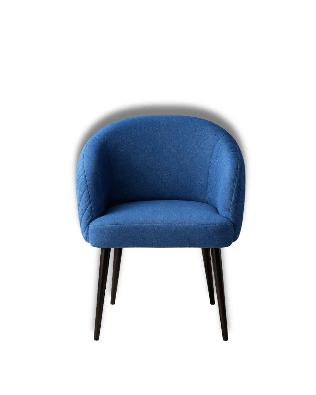 Royal Blue Velvet Barrel Chair with Black Tapered Legs - Curved Accent Chair - Image 3