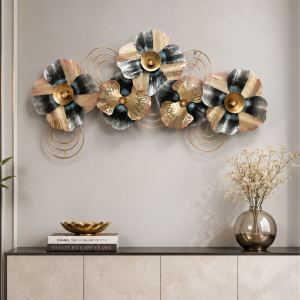 Multicolor Metal Poppy Flower Wall Art - Layered Floral Wall Sculpture