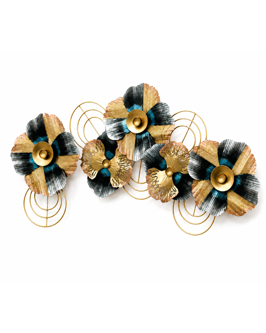 Multicolor Metal Poppy Flower Wall Art - Layered Floral Wall Sculpture - Image 2