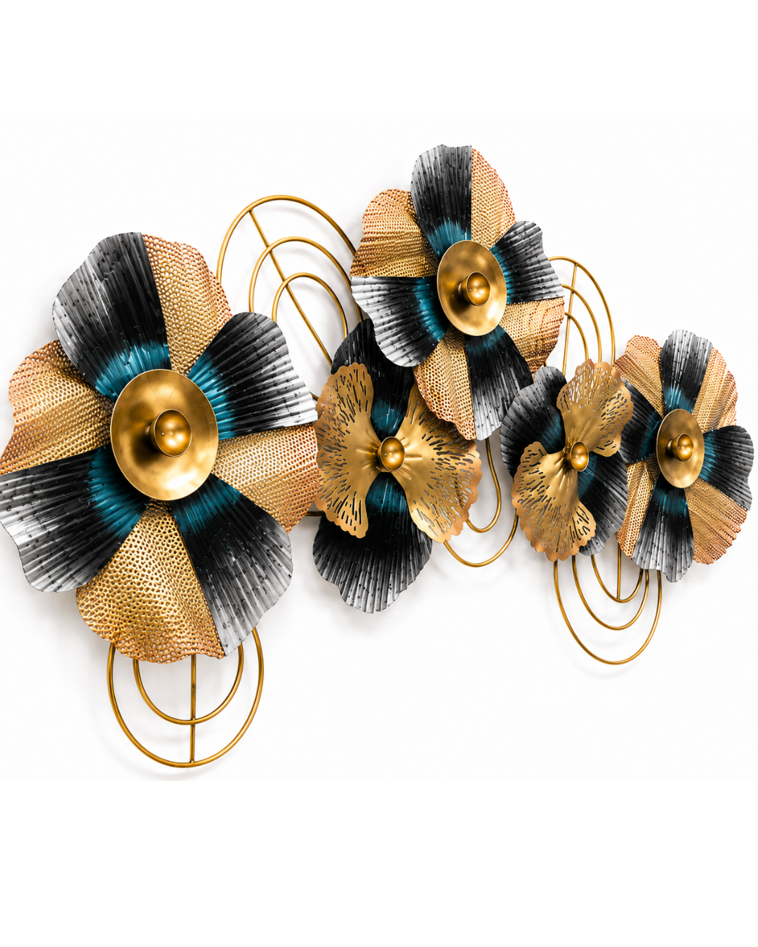 Multicolor Metal Poppy Flower Wall Art - Layered Floral Wall Sculpture - Image 3