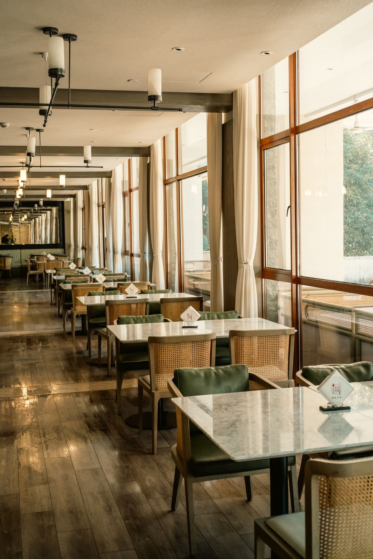 Hotel lobby styled with wall decor and table decor