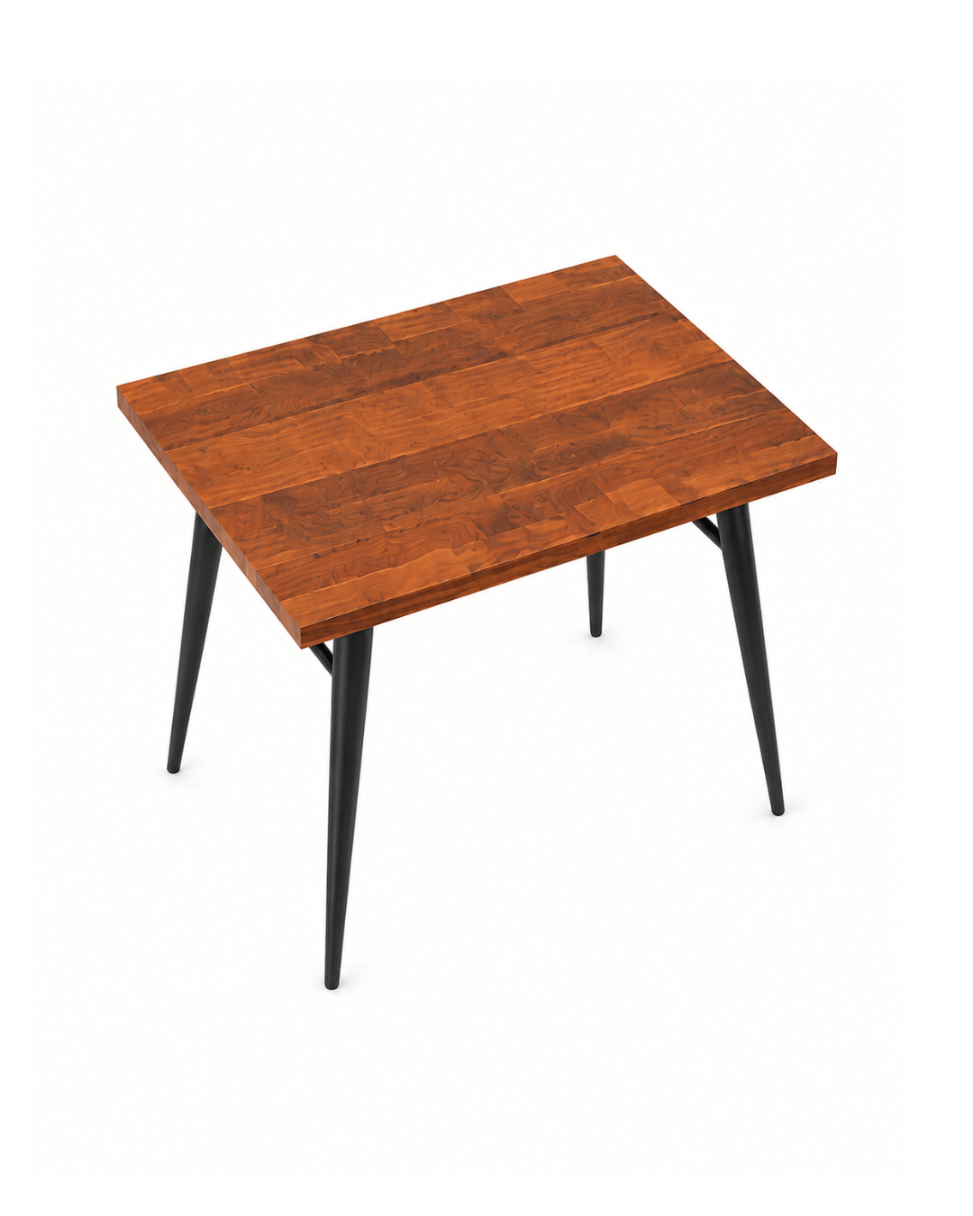 Rectangular Solid Wood Dining Table with Black Tapered Metal Legs - Image 2