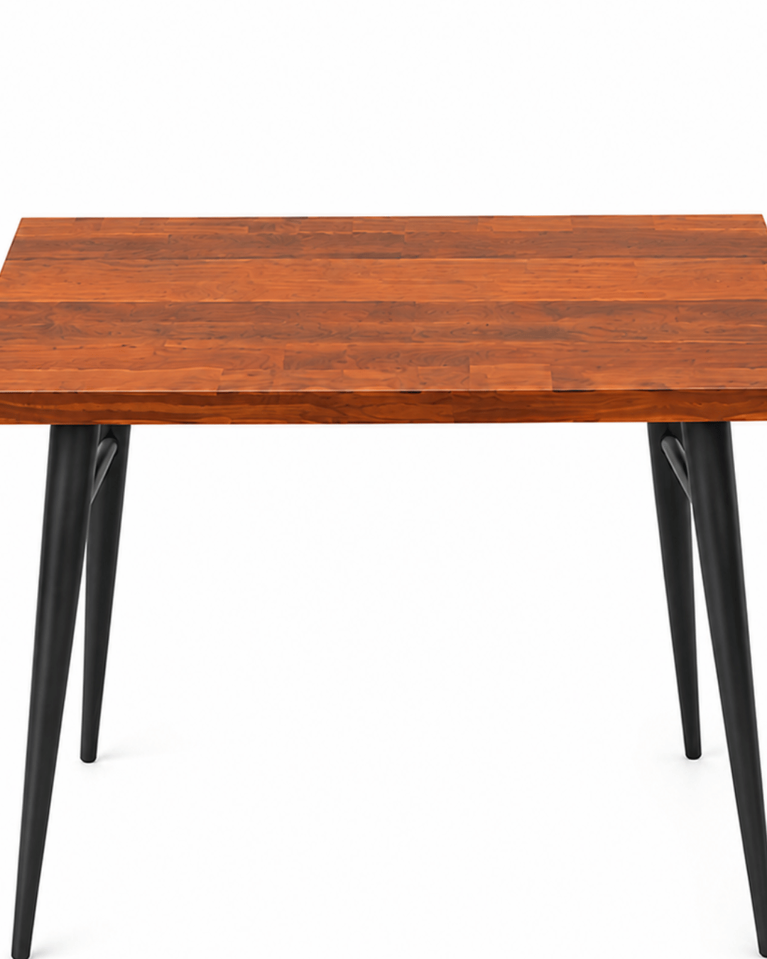 Rectangular Solid Wood Dining Table with Black Tapered Metal Legs - Image 3