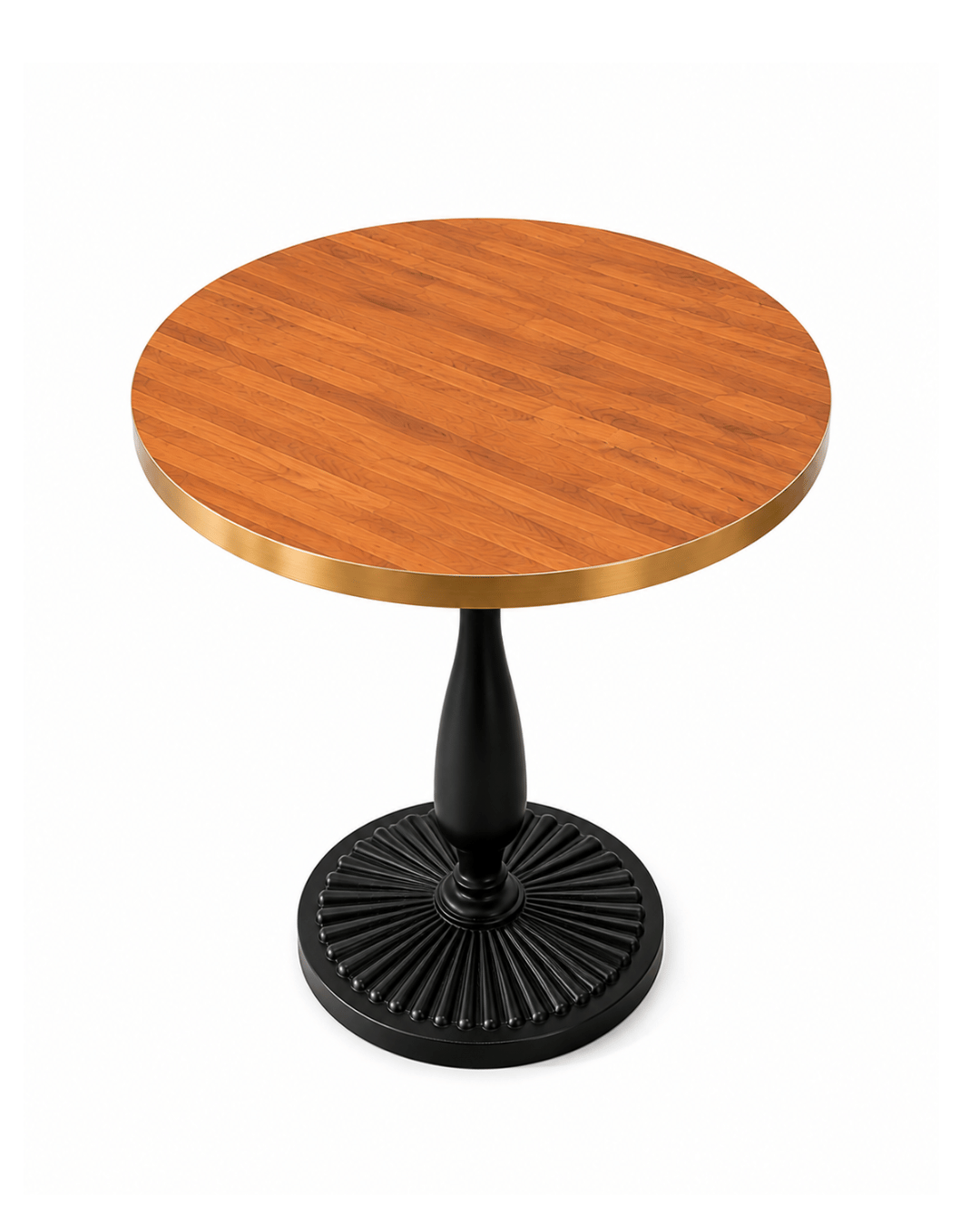 Round Wood Top Bistro Table with Black Turned Pedestal Base - Image 2