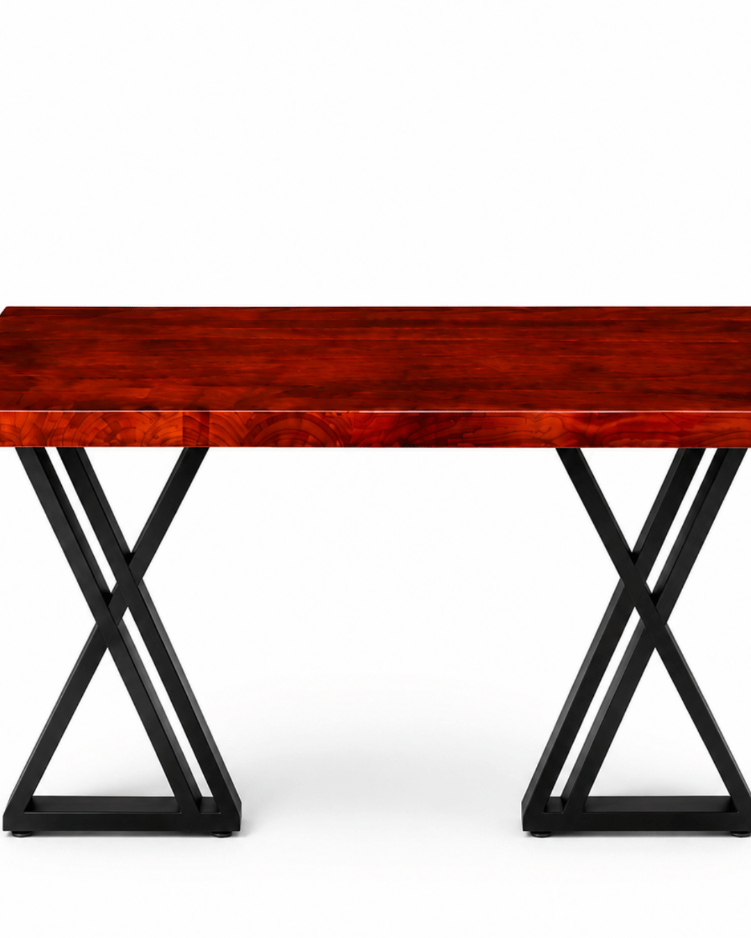 Solid Wood Dining Table with Black X-Frame Metal Legs - Image 3