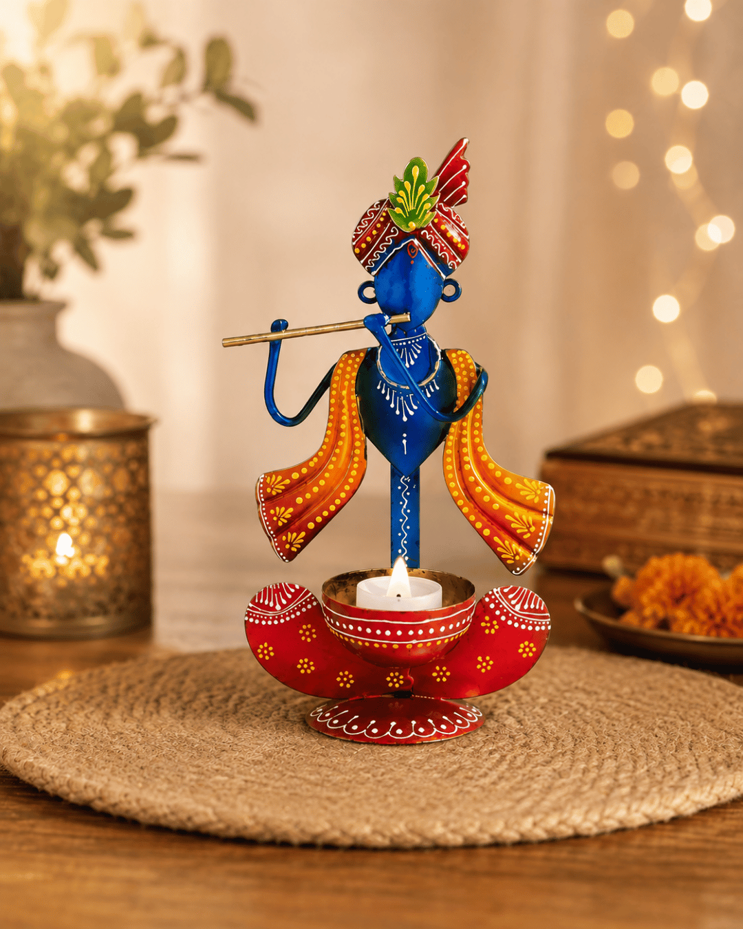 Krishna with Flute Tea-Light Holder