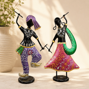 Dancing Rajasthani Couple Figurines (Set of 2)