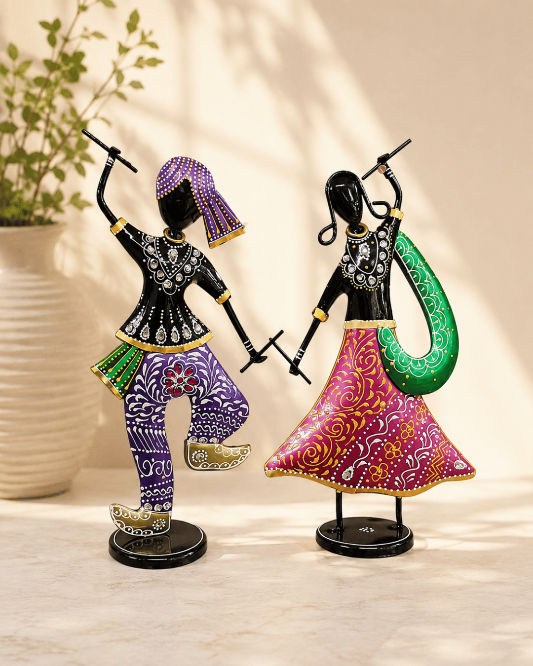 Dancing Rajasthani Couple Figurines (Set of 2)