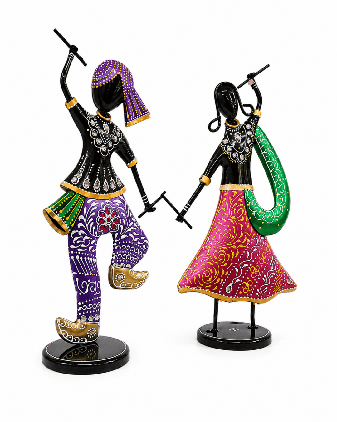 Dancing Rajasthani Couple Figurines (Set of 2) - Image 2