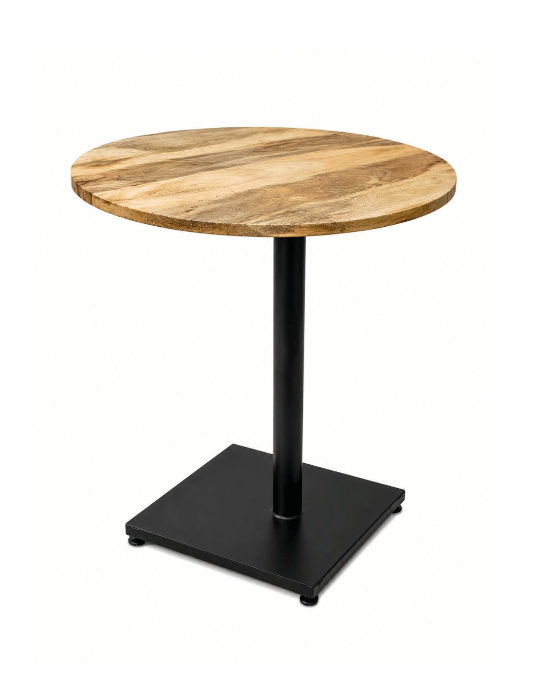 Round Mango Wood Top Side Table with Black Metal Pedestal Base - Image 2