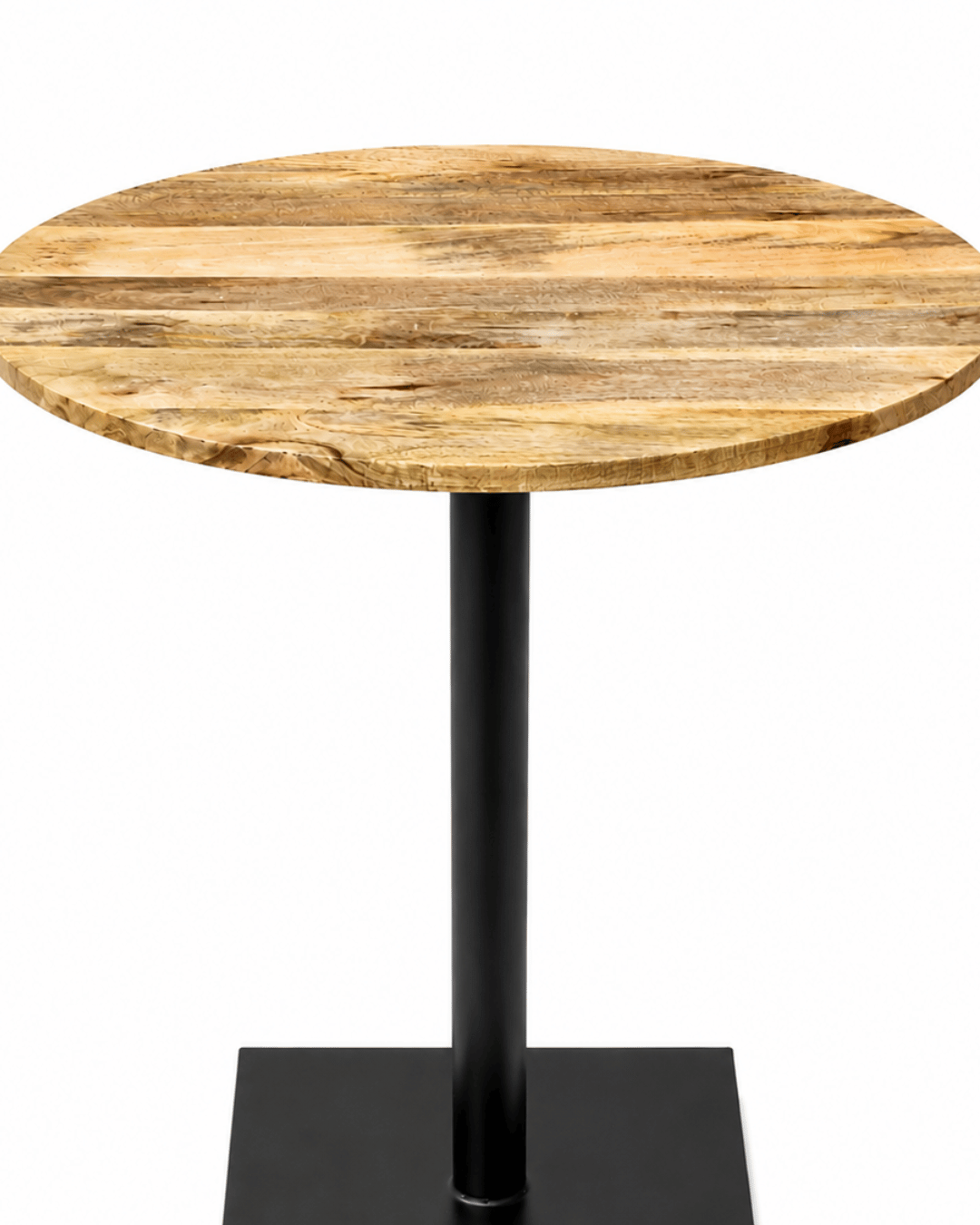 Round Mango Wood Top Side Table with Black Metal Pedestal Base - Image 3