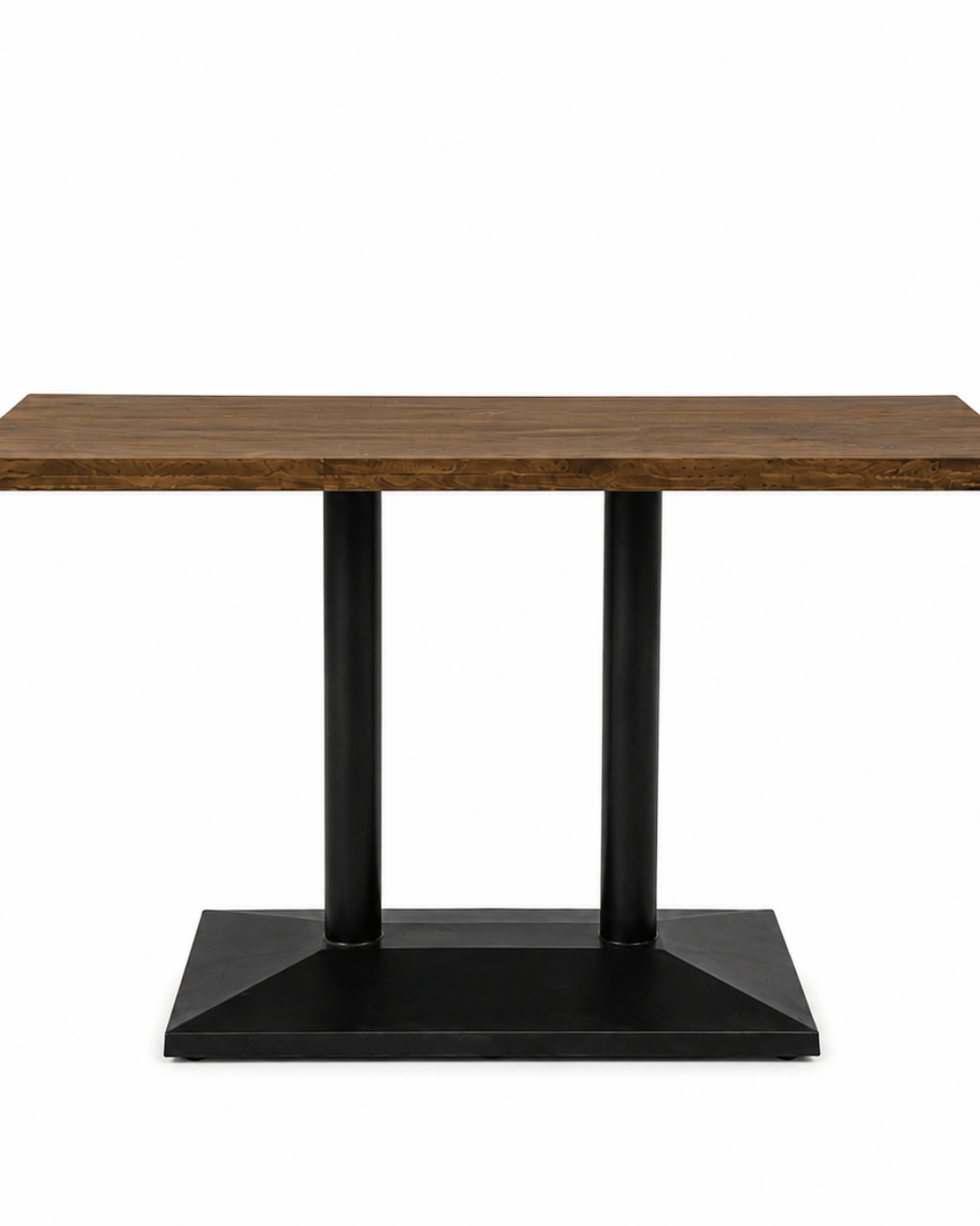 Reclaimed Wood Dining Table with Rectangular Double-Pedestal Metal Base - Image 3